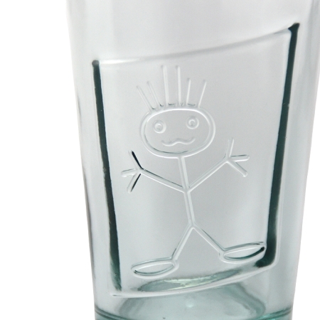 TOGETHER Allzweckglas, Strichmännchen-Relief Boy, Recyclingglas, Mediterranea Lifestyle, recyceltes Glas