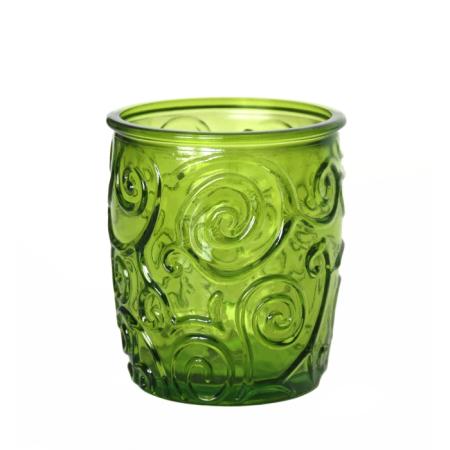 Wasserglas / Saftglas, Ornamente, limettengrün, Recyclingglas, Mediterranea Lifestyle