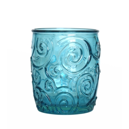 Wasserglas / Saftglas, Ornamente, hellblau, Recyclingglas, Mediterranea Lifestyle