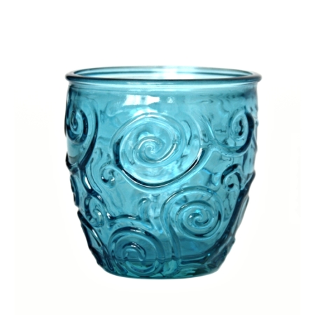 TRIANA Weinglas, Ornamente, himmelblau, Recyclingglas, Mediterranea Lifestyle, recyceltes Glas