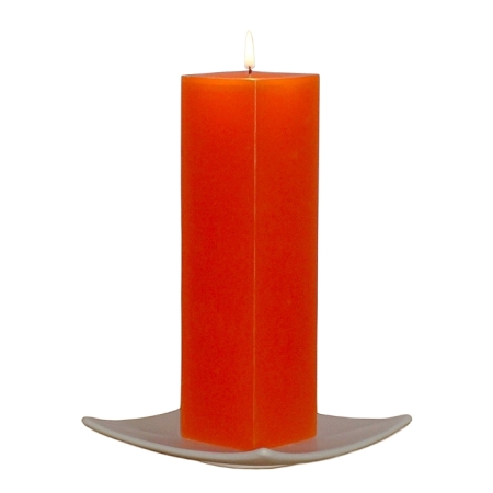 Kerze, Orange, rechteckig, 20 cm