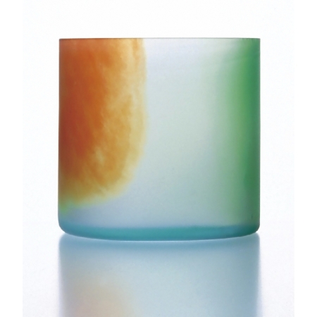 PARELL Vase / Windlicht, grün-orange, Recyclingglas