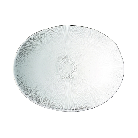 ASTER Servierplatte / Teller, klein, oval, Recyclingglas