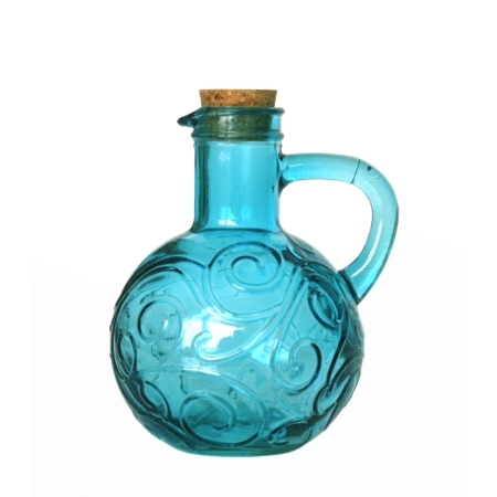 Henkelkrug, Ornamente, hellblau, Recyclingglas, Mediterranea Lifestyle