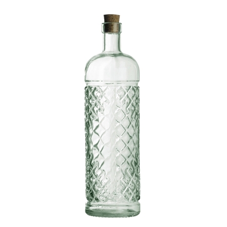 ANIS Flasche mit Rautenrelief und Korkverschluss, 950 cc, Recyclingglas