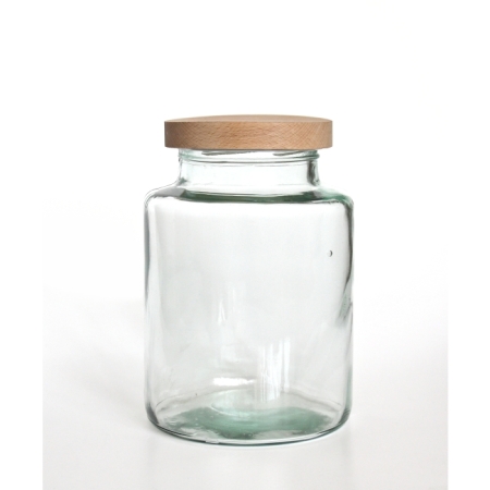 MOL Vorratsglas, holzverkleideter Twist Off Deckel, 2,3 Liter, Recyclingglas, europäische Herstellung, recyceltes Glas
