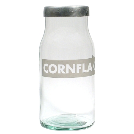 MATRA ALU Vorratsglas, Aufdruck: Cornflakes, 2.750 cc, Recyclingglas, La Mediterranea, Vidreco, recyceltes Glas