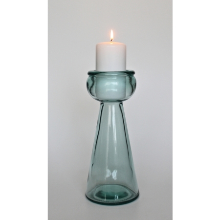LUZ Kerzenhalter / Kerzenleuchter, 30 cm, Recyclingglas, Mediterranea Lifestyle, recyceltes Glas