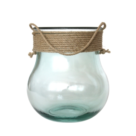 GALUA Windlicht / Blumentopf mit Kordel, 2,5 L, Recyclingglas, Mediterranea Lifestyle