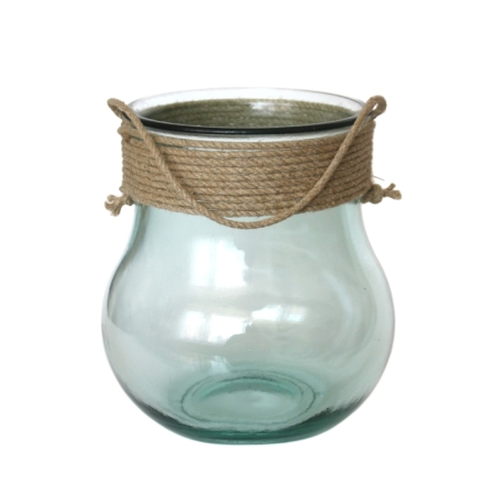 GALUA Windlicht / Pflanzgefäß mit Kordel, 2,5 L, Recyclingglas, Mediterranea Lifestyle