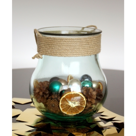 GALUA Windlicht / Glasgefäss mit Kordel, 2,5 L, Recyclingglas, Mediterranea Lifestyle