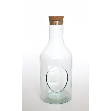 Flaschenvase / Terrarium-Vase / Pflanzgefäß, Recyclingglas, hergestellt in Europa, recyceltes Glas