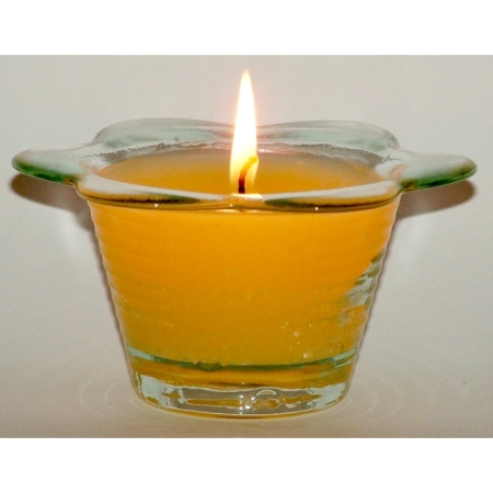 Aromakerze / Duftkerze Glücklich - im Blütenglas aus Recyclingglas