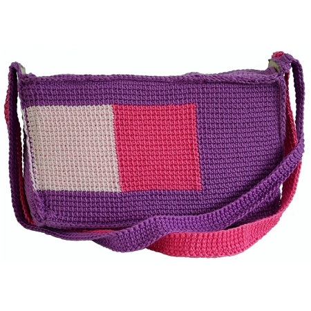 Häkeltasche / Handtasche, rosa-pink-violett, Handarbeit