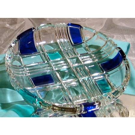 Glasteller Glencheck, blau-grün