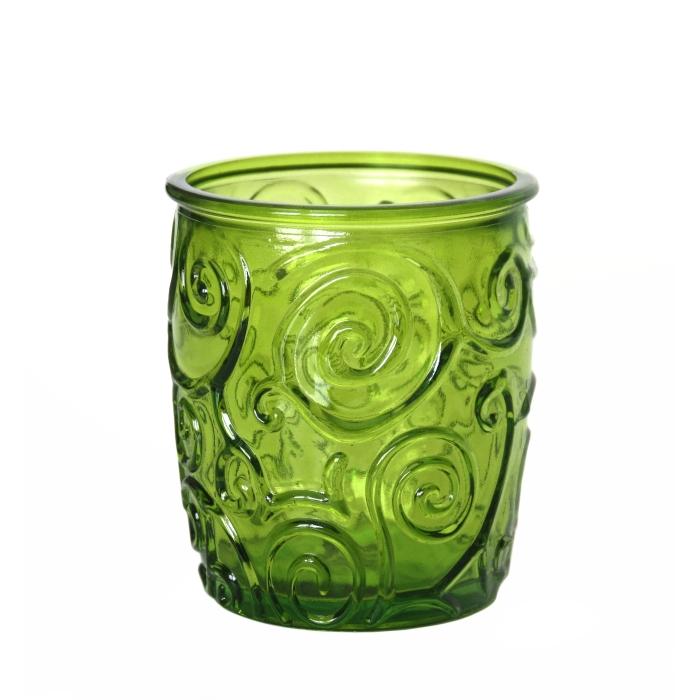 Wasserglas / Saftglas, Ornamente, limettengrün, Recyclingglas, Mediterranea Lifestyle