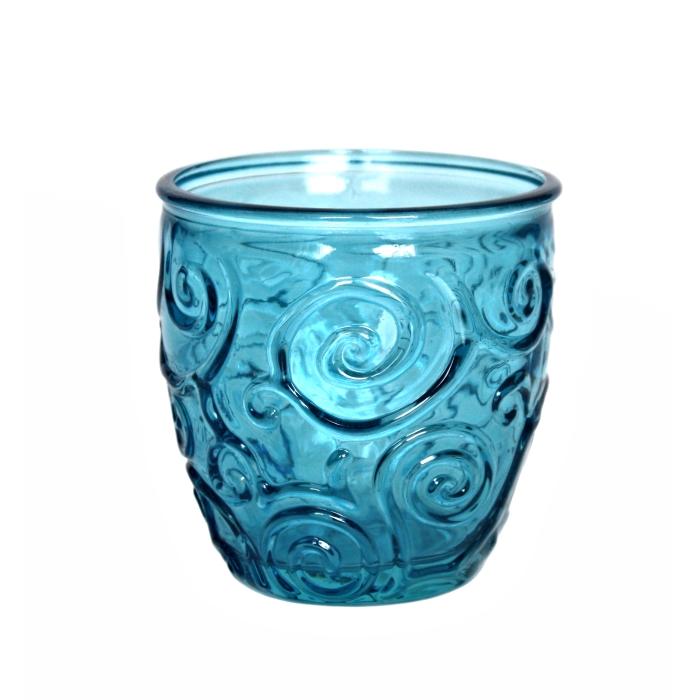 TRIANA Glasbecher, Ornamente, himmelblau, Recyclingglas, Mediterranea Lifestyle, recyceltes Glas