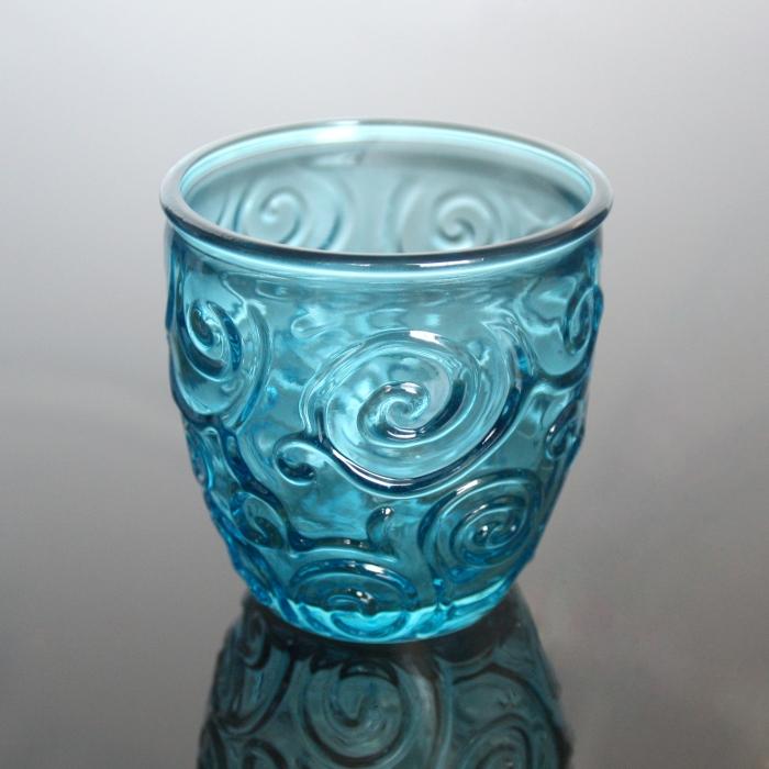 TRIANA Weinbecher, Ornamente, himmelblau, Recyclingglas, Mediterranea Lifestyle, recyceltes Glas